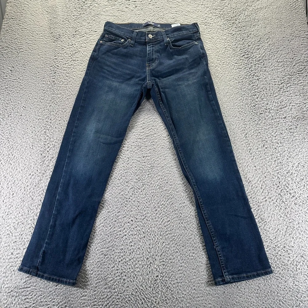Hollister Epic Flex Jeans Mens‎ 29x30 Blue Denim Straight Slim Fit Faded Stretch